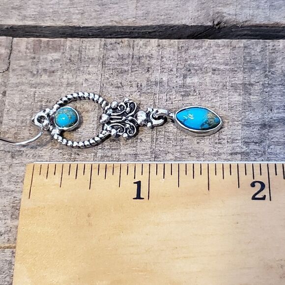 FAUX Turquoise French Hook Dangle Earrings - Picture 5 of 7